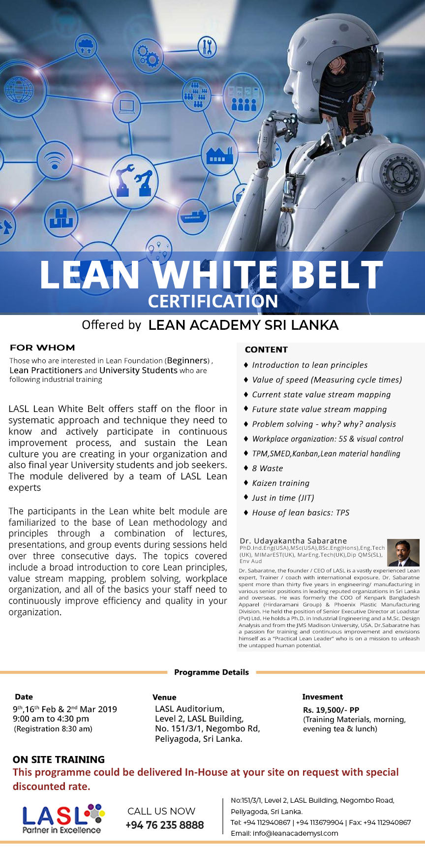 Lean White Belt Certification 5th Batch - 09th Feb 2019